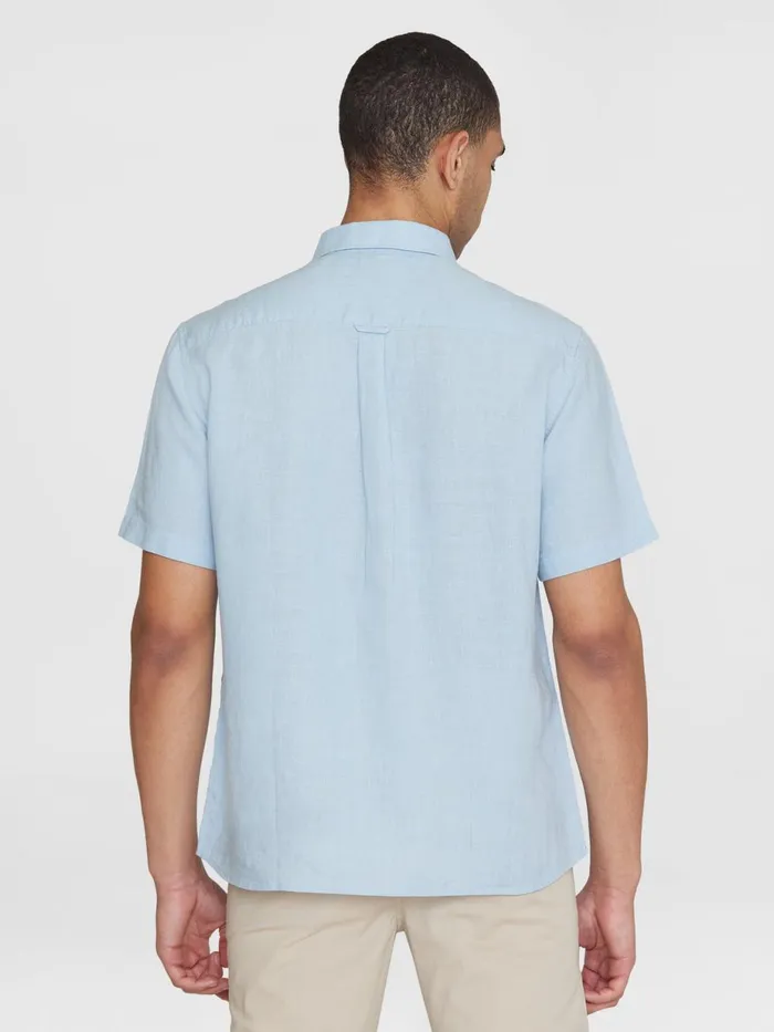KnowledgeCotton Apparel Shirts Custom Fit Linen Short Sleeve Shirt Asley Blue 8211 Men KnowledgeCotton Apparel Shirts Custom Fit Linen Short Sleeve Shirt Asley Blue 8211 Men