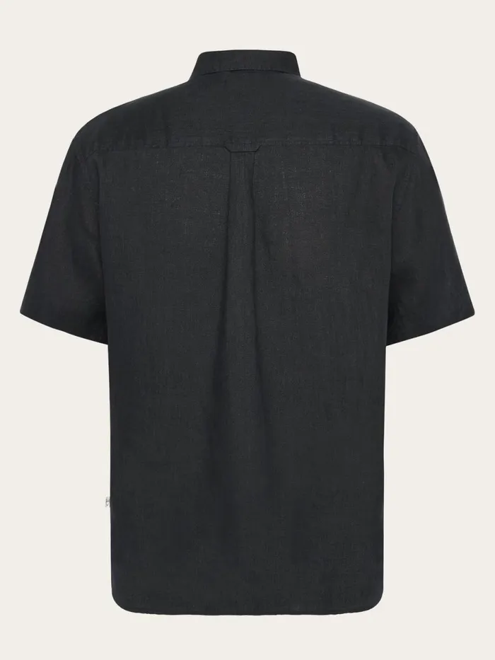 KnowledgeCotton Apparel Shirts Custom Fit Linen Short Sleeve Shirt Black Jet 8211 Men KnowledgeCotton Apparel Shirts Custom Fit Linen Short Sleeve Shirt Black Jet 8211 Men
