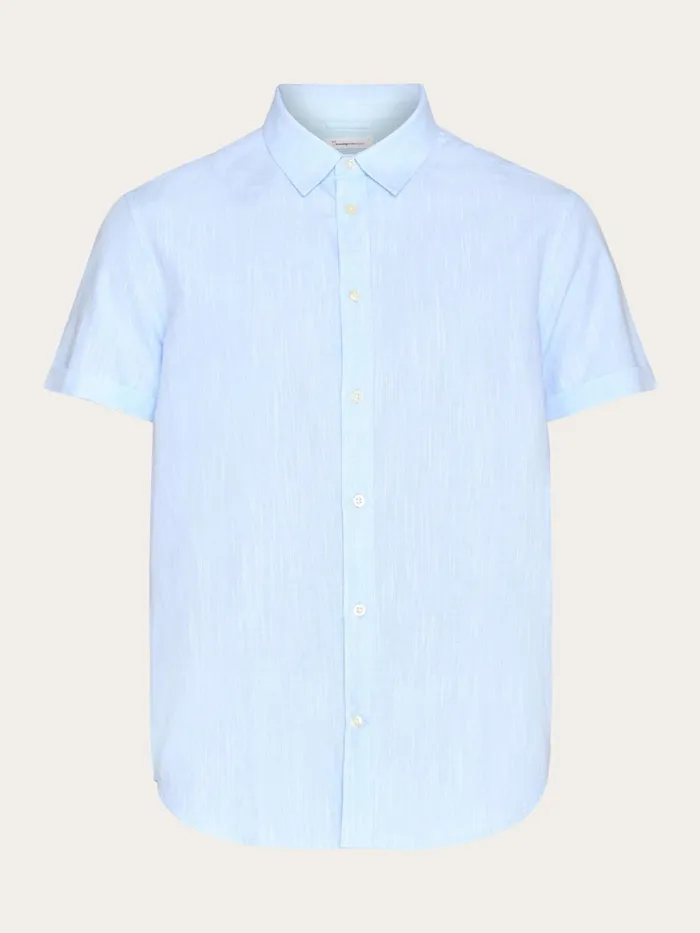 KnowledgeCotton Apparel Shirts Custom Fit Linen Short Sleeve Shirt Skyway 8211 Men KnowledgeCotton Apparel Shirts Custom Fit Linen Short Sleeve Shirt Skyway 8211 Men