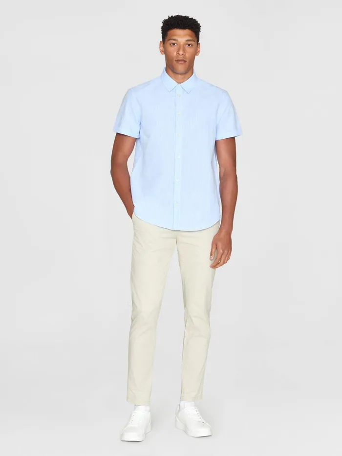 KnowledgeCotton Apparel Shirts Custom Fit Linen Short Sleeve Shirt Skyway 8211 Men KnowledgeCotton Apparel Shirts Custom Fit Linen Short Sleeve Shirt Skyway 8211 Men