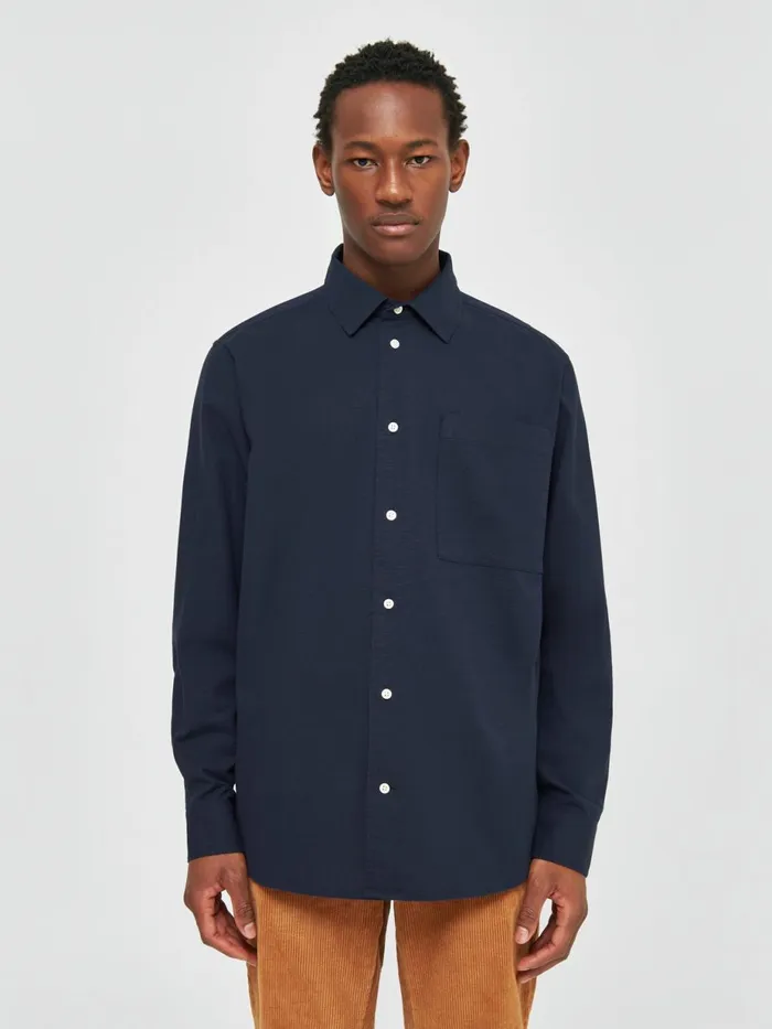 KnowledgeCotton Apparel Shirts Loose Fit Oxford Shirt Total Eclipse 8211 Men KnowledgeCotton Apparel Shirts Loose Fit Oxford Shirt Total Eclipse 8211 Men