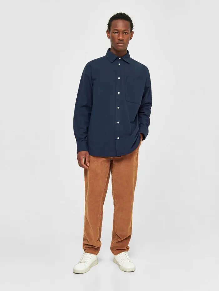 KnowledgeCotton Apparel Shirts Loose Fit Oxford Shirt Total Eclipse 8211 Men KnowledgeCotton Apparel Shirts Loose Fit Oxford Shirt Total Eclipse 8211 Men