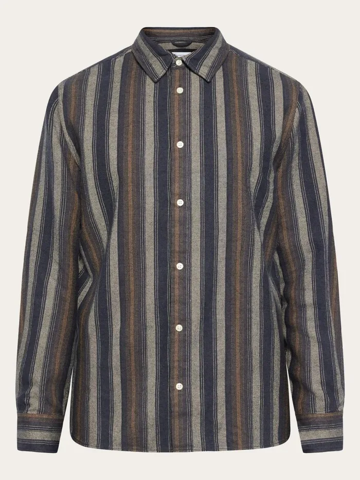 KnowledgeCotton Apparel Shirts Loose Fit Striped Flannel Shirt Gotsvegan 8211 Men KnowledgeCotton Apparel Shirts Loose Fit Striped Flannel Shirt Gotsvegan 8211 Men