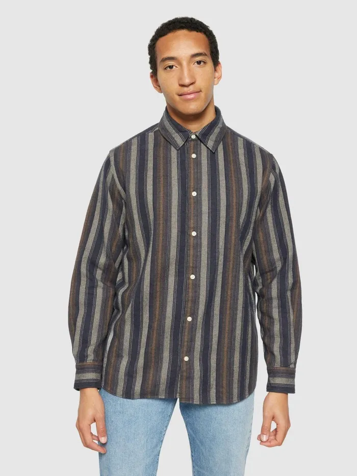 KnowledgeCotton Apparel Shirts Loose Fit Striped Flannel Shirt Gotsvegan 8211 Men KnowledgeCotton Apparel Shirts Loose Fit Striped Flannel Shirt Gotsvegan 8211 Men
