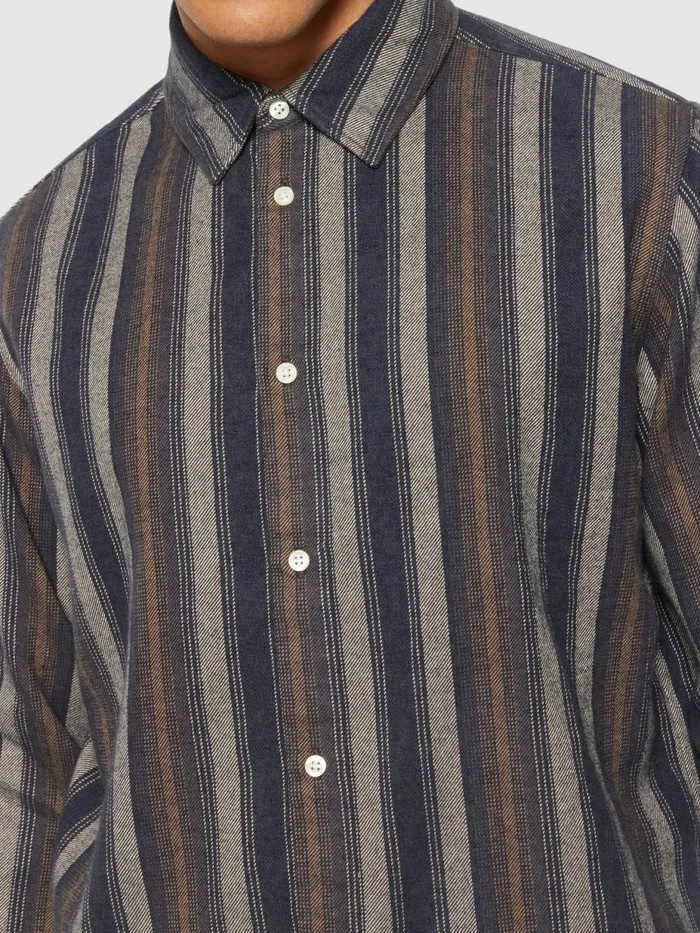 KnowledgeCotton Apparel Shirts Loose Fit Striped Flannel Shirt Gotsvegan 8211 Men KnowledgeCotton Apparel Shirts Loose Fit Striped Flannel Shirt Gotsvegan 8211 Men