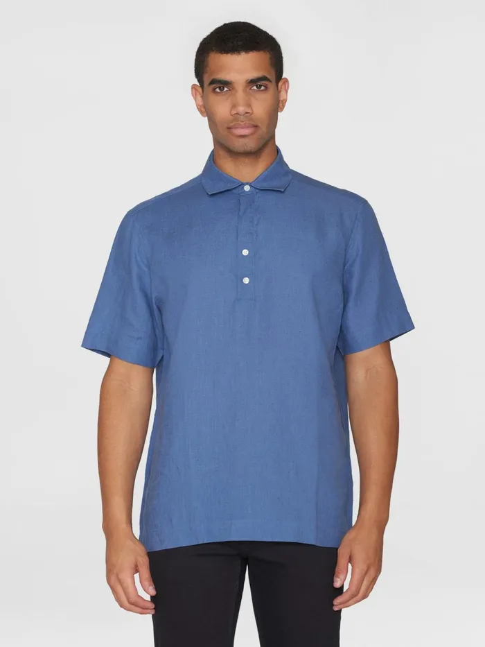 KnowledgeCotton Apparel Shirts Loose Short Sleeve Linen Polo Shirt Gotsvegan 8211 Men KnowledgeCotton Apparel Shirts Loose Short Sleeve Linen Polo Shirt Gotsvegan 8211 Men