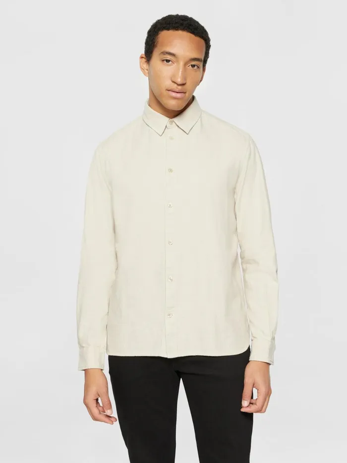 KnowledgeCotton Apparel Shirts Organic Cotton Flannel Shirt GOTS Light Feather Gray 8211 Men KnowledgeCotton Apparel Shirts Organic Cotton Flannel Shirt GOTS Light Feather Gray 8211 Men