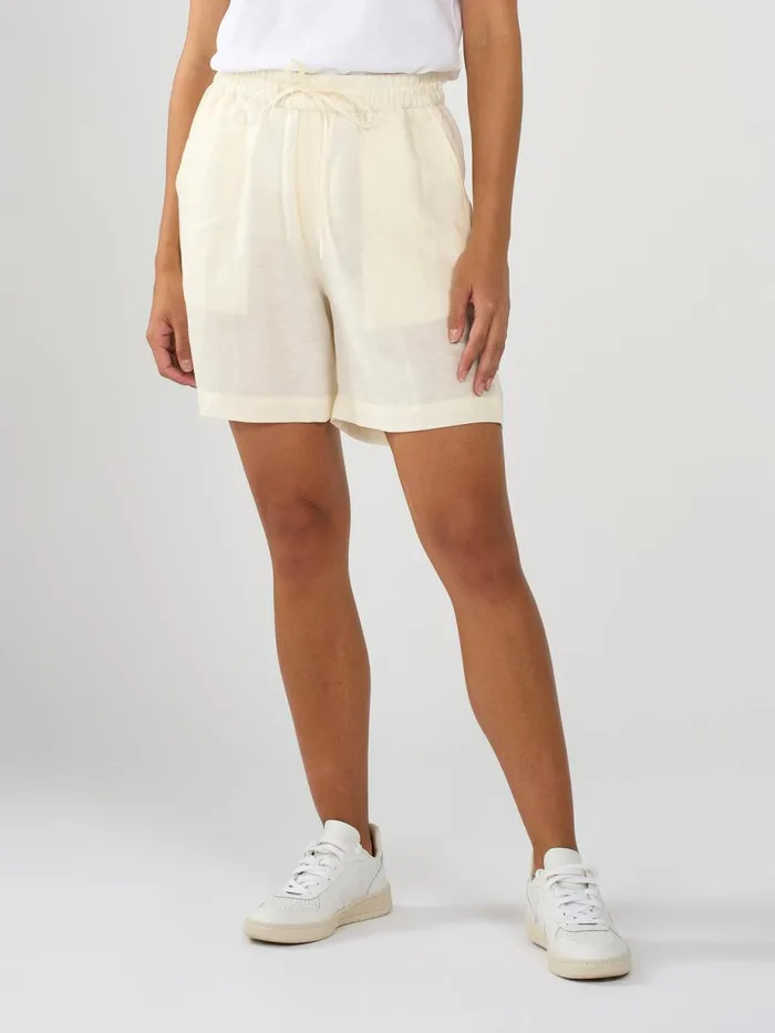 KnowledgeCotton Apparel Shorts Linen Mix Elastic Waist Shorts Buttercream 8211 Women KnowledgeCotton Apparel Shorts Linen Mix Elastic Waist Shorts Buttercream 8211 Women