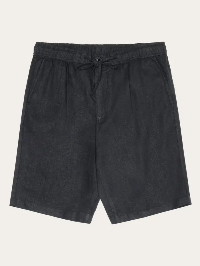 KnowledgeCotton Apparel Shorts Loose Linen Shorts Black Jet 8211 Men