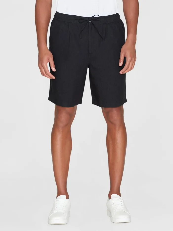 KnowledgeCotton Apparel Shorts Loose Linen Shorts Black Jet 8211 Men KnowledgeCotton Apparel Shorts Loose Linen Shorts Black Jet 8211 Men
