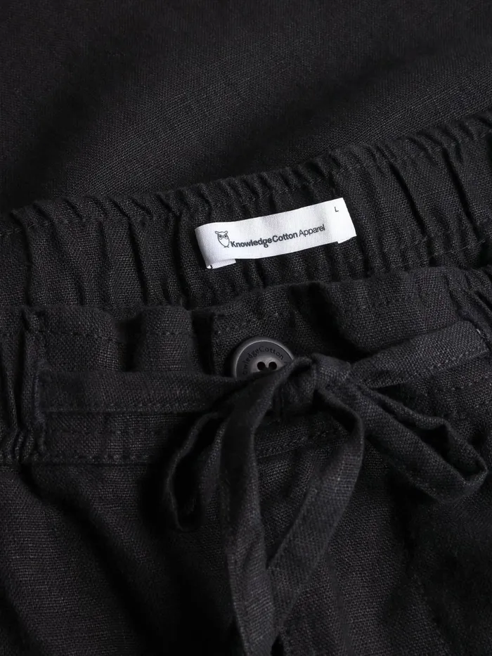 KnowledgeCotton Apparel Shorts Loose Linen Shorts Black Jet 8211 Men KnowledgeCotton Apparel Shorts Loose Linen Shorts Black Jet 8211 Men