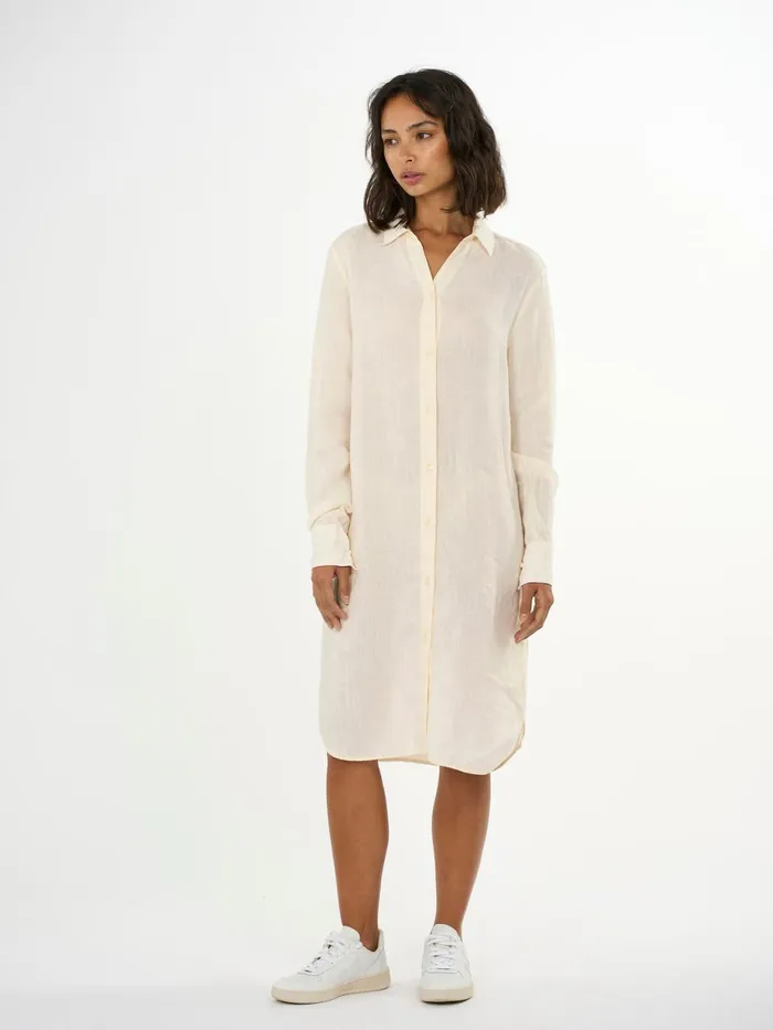 KnowledgeCotton Apparel Skirts And Dresses Classic Linen Dress Buttercream 8211 Women KnowledgeCotton Apparel Skirts And Dresses Classic Linen Dress Buttercream 8211 Women