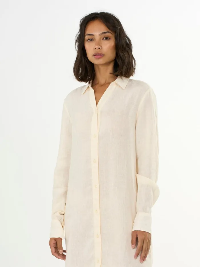 KnowledgeCotton Apparel Skirts And Dresses Classic Linen Dress Buttercream 8211 Women KnowledgeCotton Apparel Skirts And Dresses Classic Linen Dress Buttercream 8211 Women