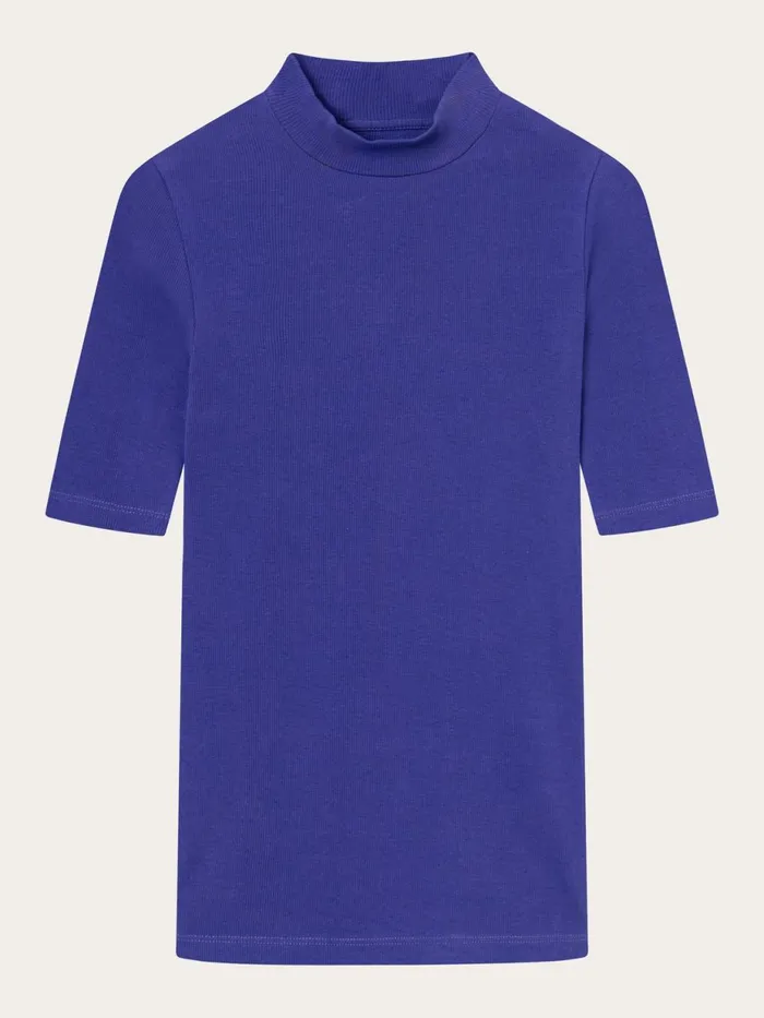 KnowledgeCotton Apparel TShirts And Tops Rib High Neck Short Sleeve Deep Purple 8211 Women KnowledgeCotton Apparel TShirts And Tops Rib High Neck Short Sleeve Deep Purple 8211 Women