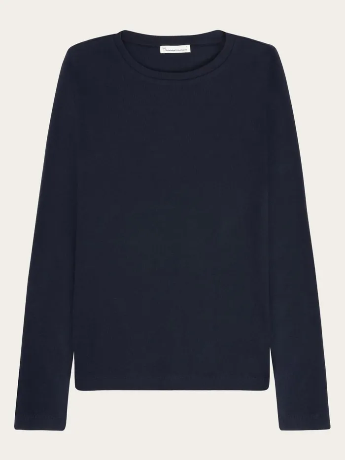 KnowledgeCotton Apparel TShirts And Tops Rib Scoop Neck Long Sleeved Night Sky 8211 Women KnowledgeCotton Apparel TShirts And Tops Rib Scoop Neck Long Sleeved Night Sky 8211 Women