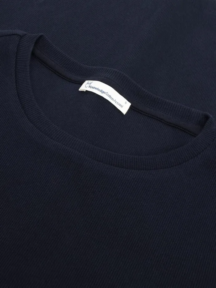 KnowledgeCotton Apparel TShirts And Tops Rib Scoop Neck Long Sleeved Night Sky 8211 Women KnowledgeCotton Apparel TShirts And Tops Rib Scoop Neck Long Sleeved Night Sky 8211 Women