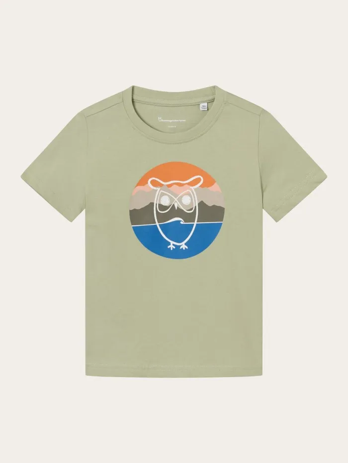 KnowledgeCotton Apparel TShirts Mountain Owl Front Print Tshirt Swamp 8211 Kids KnowledgeCotton Apparel TShirts Mountain Owl Front Print Tshirt Swamp 8211 Kids