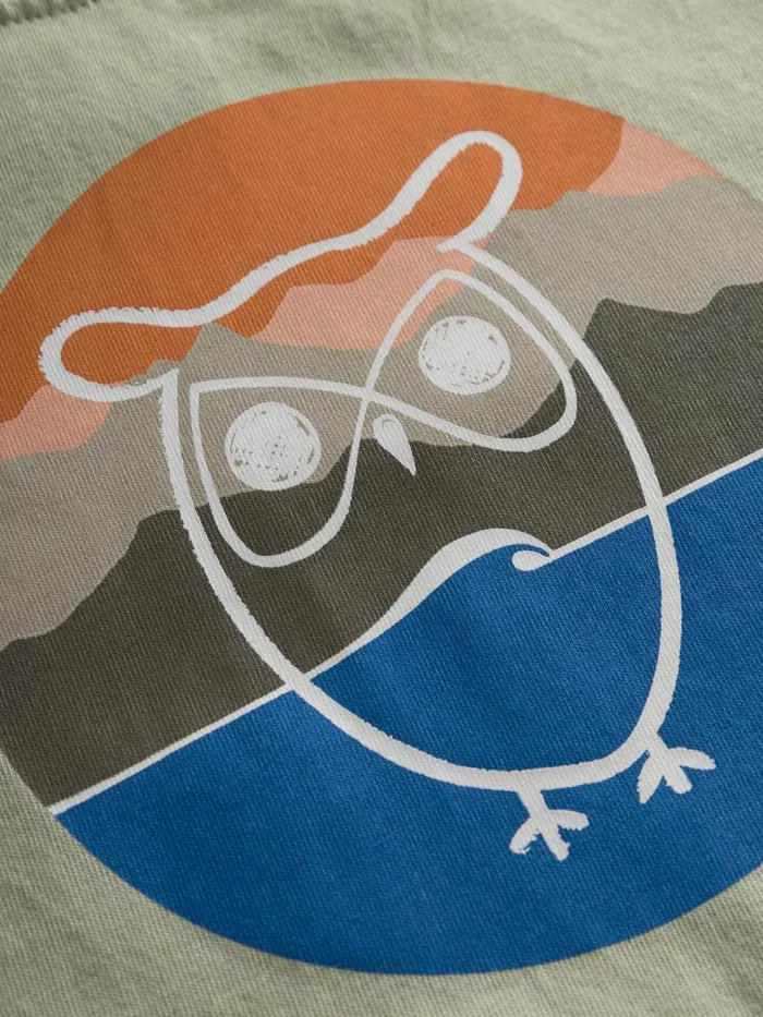 KnowledgeCotton Apparel TShirts Mountain Owl Front Print Tshirt Swamp 8211 Kids KnowledgeCotton Apparel TShirts Mountain Owl Front Print Tshirt Swamp 8211 Kids