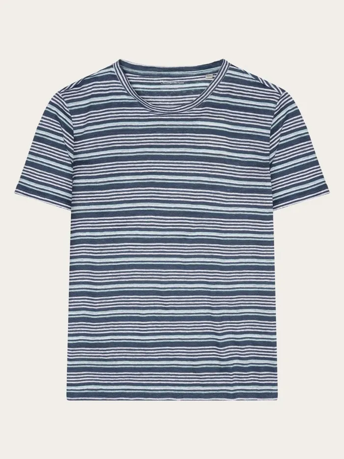 KnowledgeCotton Apparel TShirts Regular Linen Striped Tshirt Gotsvegan 8211 Men
