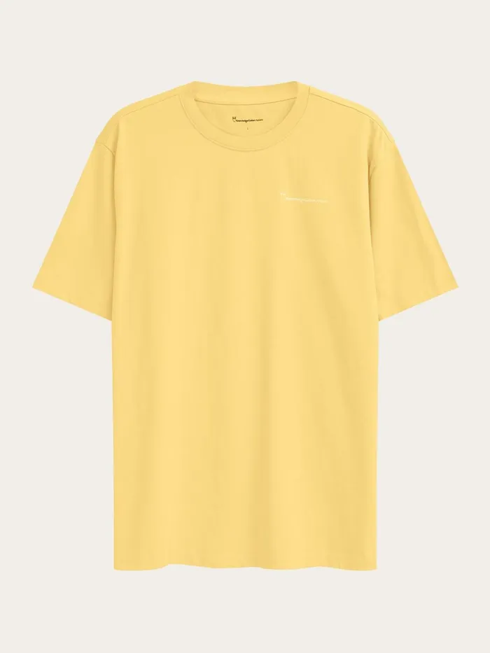 KnowledgeCotton Apparel TShirts Regular Trademark Chest Print Tshirt Misted Yellow 8211 Men KnowledgeCotton Apparel TShirts Regular Trademark Chest Print Tshirt Misted Yellow 8211 Men