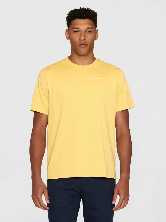 KnowledgeCotton Apparel TShirts Regular Trademark Chest Print Tshirt Misted Yellow 8211 Men KnowledgeCotton Apparel TShirts Regular Trademark Chest Print Tshirt Misted Yellow 8211 Men