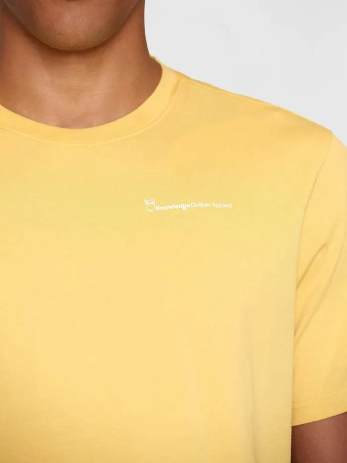KnowledgeCotton Apparel TShirts Regular Trademark Chest Print Tshirt Misted Yellow 8211 Men KnowledgeCotton Apparel TShirts Regular Trademark Chest Print Tshirt Misted Yellow 8211 Men