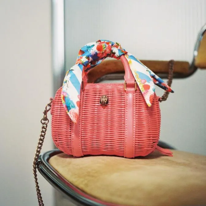 Kurt Geiger Crossbody Bags Kensington Basket Boston Bag Pink Combination 8211 Women