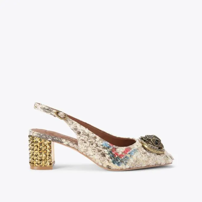 Kurt Geiger Heels Chelsea Block Slingback Heel Gold Combination 8211 Women