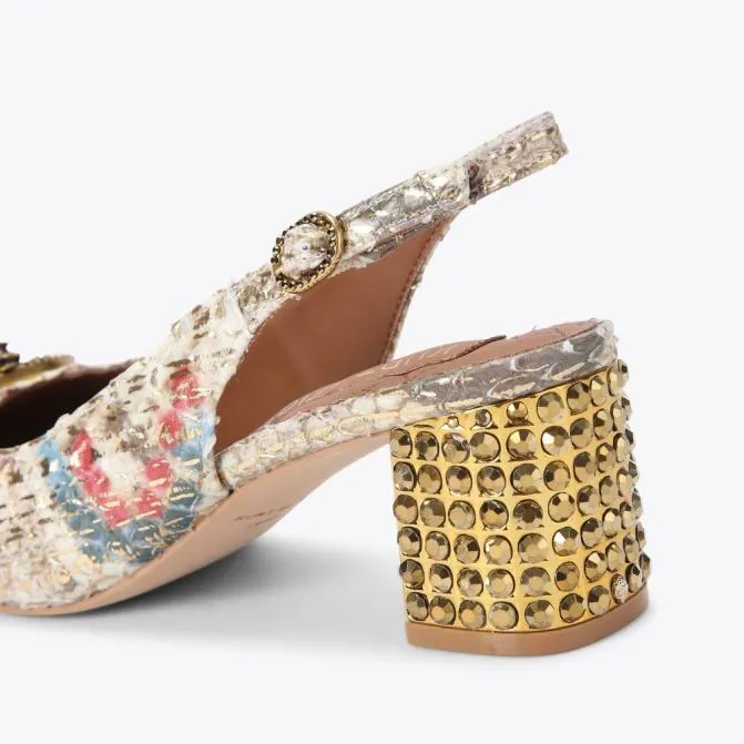 Kurt Geiger Heels Chelsea Block Slingback Heel Gold Combination 8211 Women