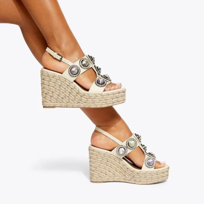 Kurt Geiger Sandals Octavia Espadrille Wedge Bone Combination 8211 Women
