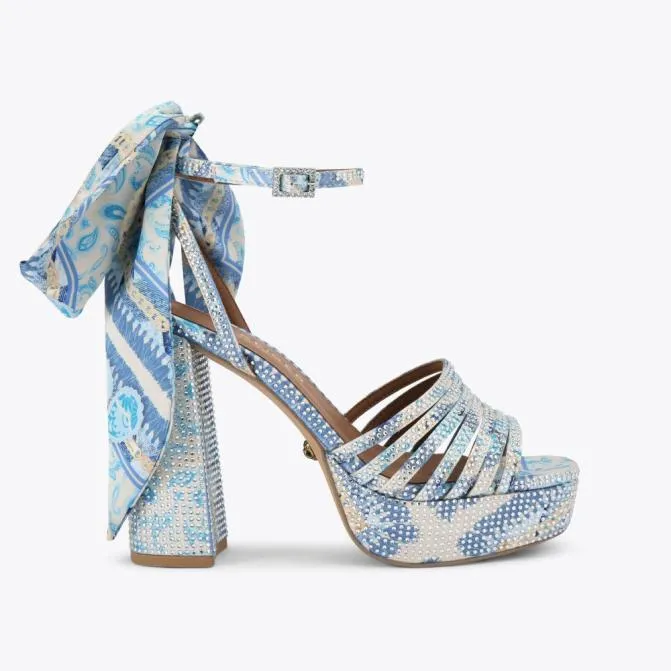 Kurt Geiger Sandals Pierra Ankle Tie Platform Heel Blue Pale Combination 8211 Women