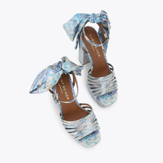 Kurt Geiger Sandals Pierra Ankle Tie Platform Heel Blue Pale Combination 8211 Women