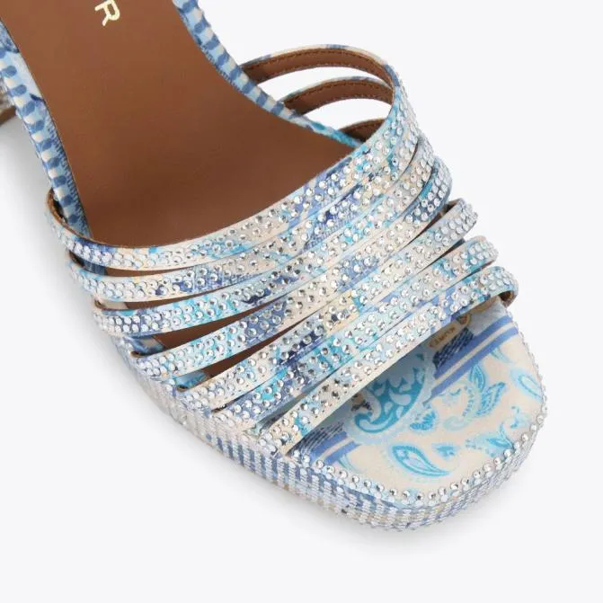 Kurt Geiger Sandals Pierra Ankle Tie Platform Heel Blue Pale Combination 8211 Women
