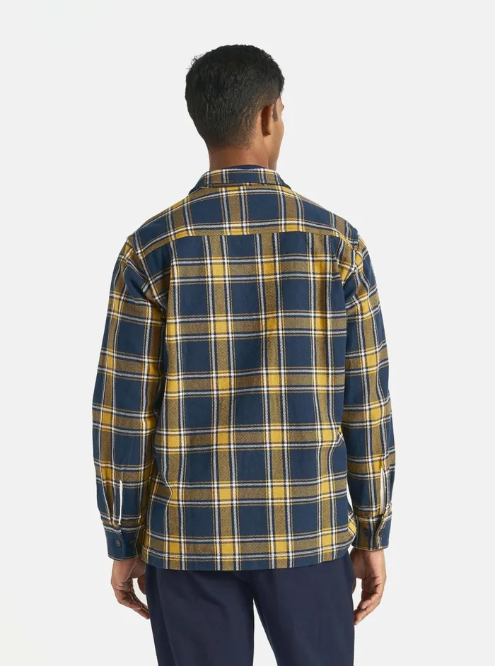 LS Utility Shirt In YellowNavy Twill Check Tartan Men Universal Works Overshirts