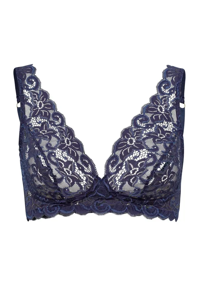 Lace Soft Cup Bra Deep Navy Women HANRO Wireless Bras