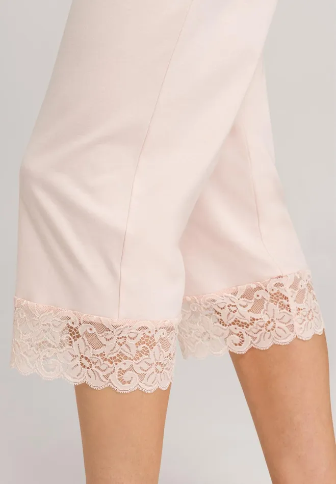 Lace Trim Cotton Pajama Set Crystal Pink Women HANRO Pajama Sets