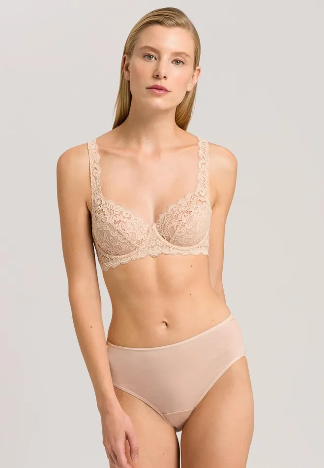 Lace Underwire Bra Beige Women HANRO Underwire Bras