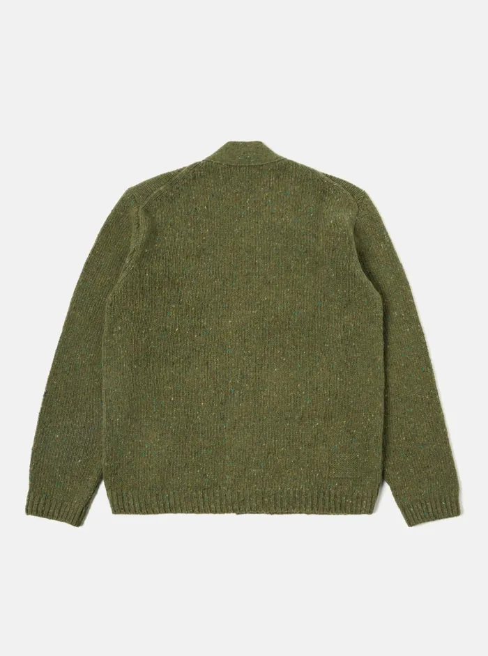 Langdale Cardigan In Green Tweed Knit Men Universal Works Cardigans