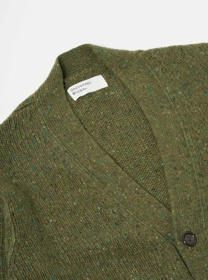 Langdale Cardigan In Green Tweed Knit Men Universal Works Cardigans