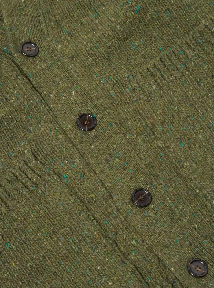 Langdale Cardigan In Green Tweed Knit Men Universal Works Cardigans