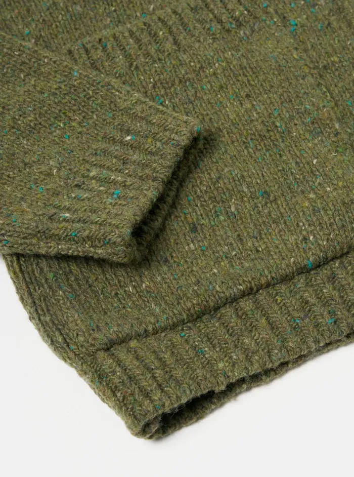 Langdale Cardigan In Green Tweed Knit Men Universal Works Cardigans