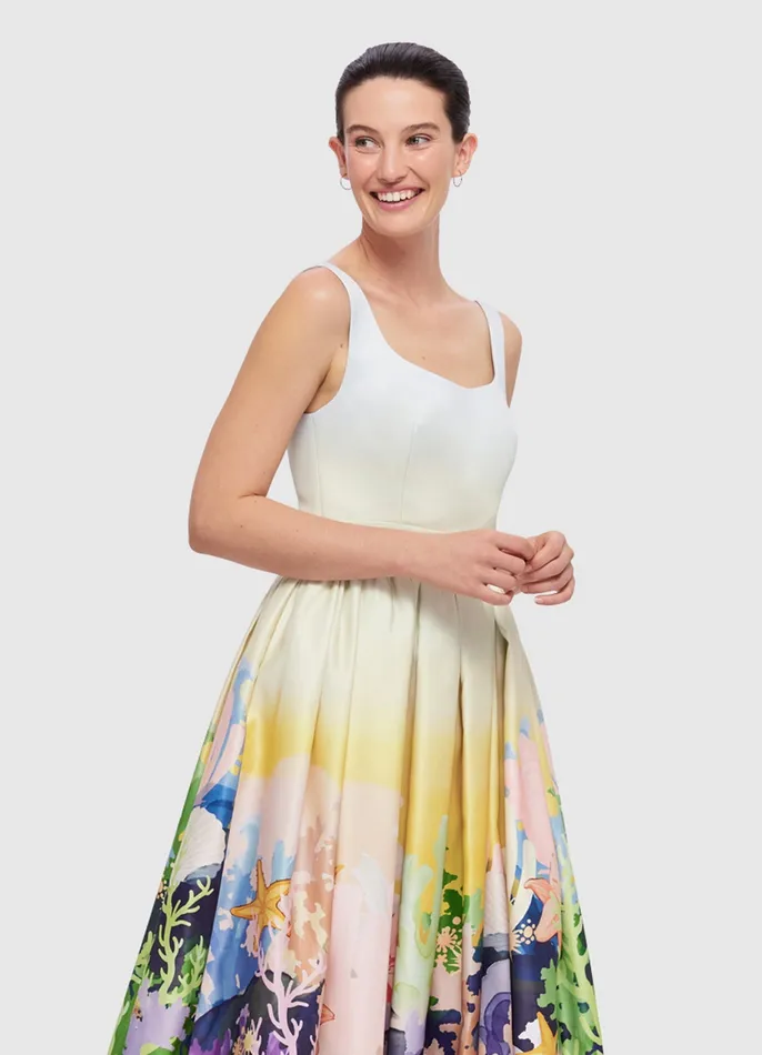 LEO LIN Colleen Midi Dress 8211 Neptune Print in Seashell Women Dresses and Jumpsuits
