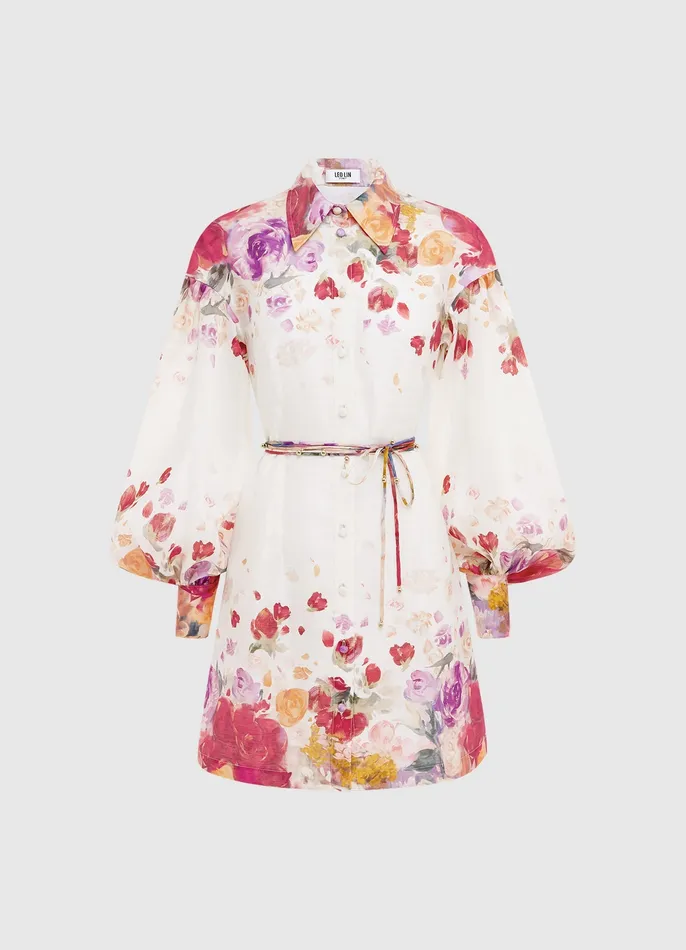 LEO LIN Juliana Shirt Mini Dress 8211 Fleur Print Women Dresses and Jumpsuits