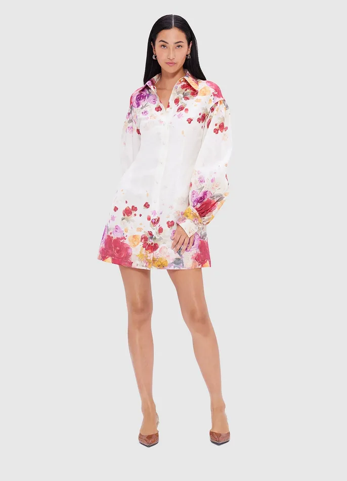 LEO LIN Juliana Shirt Mini Dress 8211 Fleur Print Women Dresses and Jumpsuits