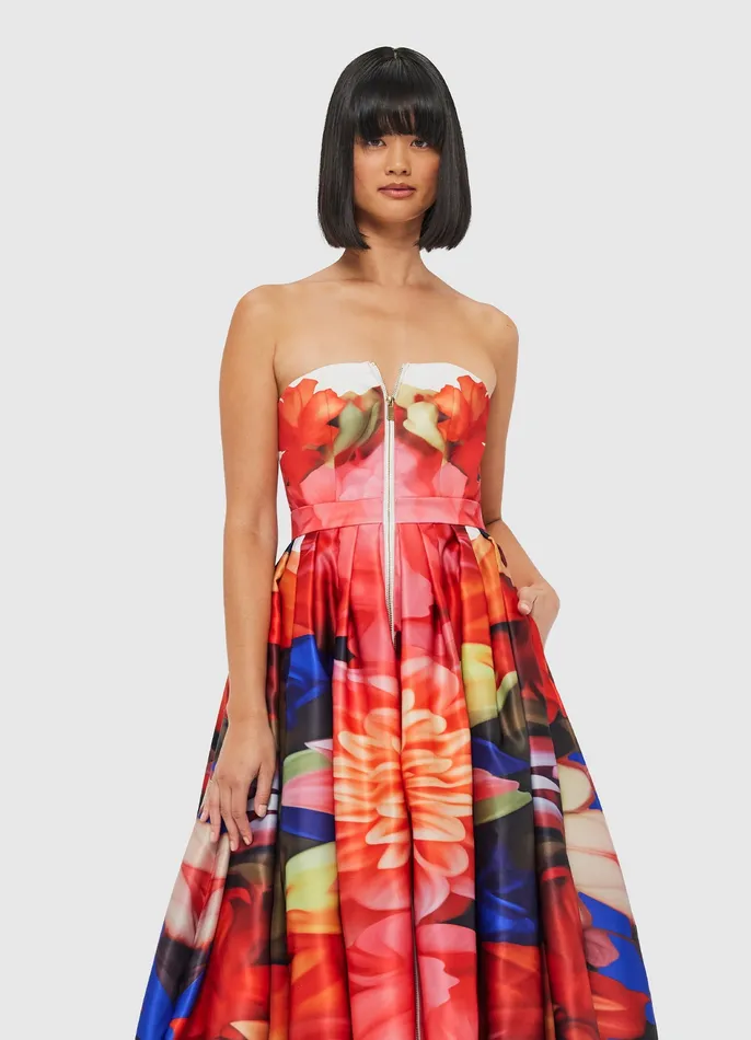 LEO LIN Norine Bustier Midi Dress 8211 Kaleidoscope Print Women Dresses and Jumpsuits
