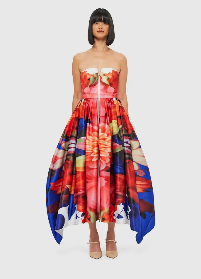 LEO LIN Norine Bustier Midi Dress 8211 Kaleidoscope Print Women Dresses and Jumpsuits