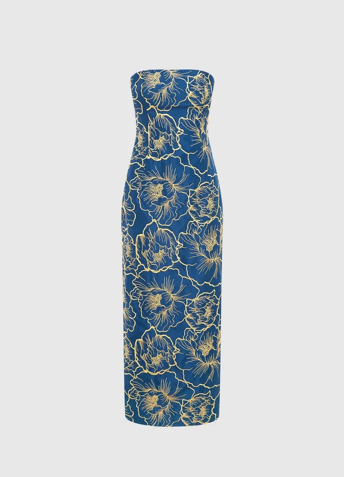 LEO LIN Rayna Bustier Maxi Dress 8211 Marine Blue Women Dresses and Jumpsuits