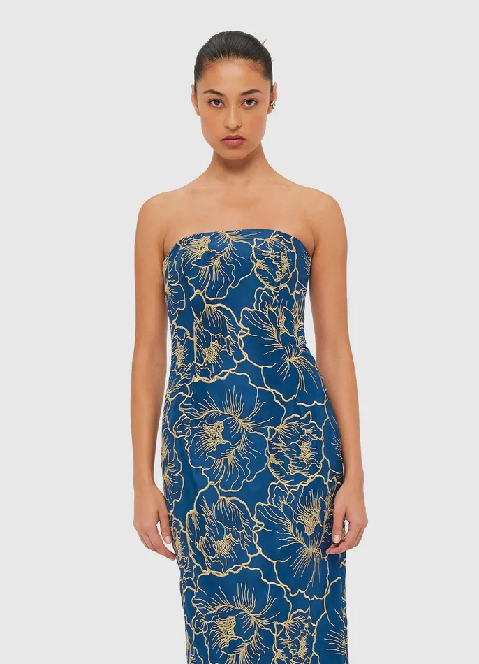 LEO LIN Rayna Bustier Maxi Dress 8211 Marine Blue Women Dresses and Jumpsuits