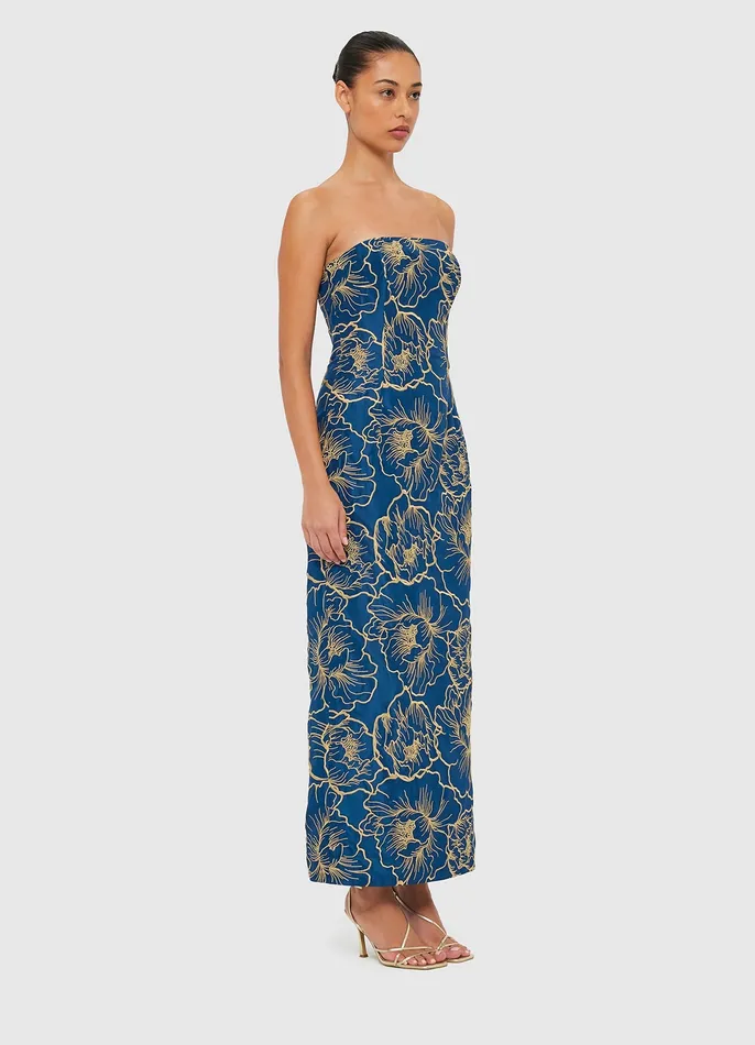 LEO LIN Rayna Bustier Maxi Dress 8211 Marine Blue Women Dresses and Jumpsuits