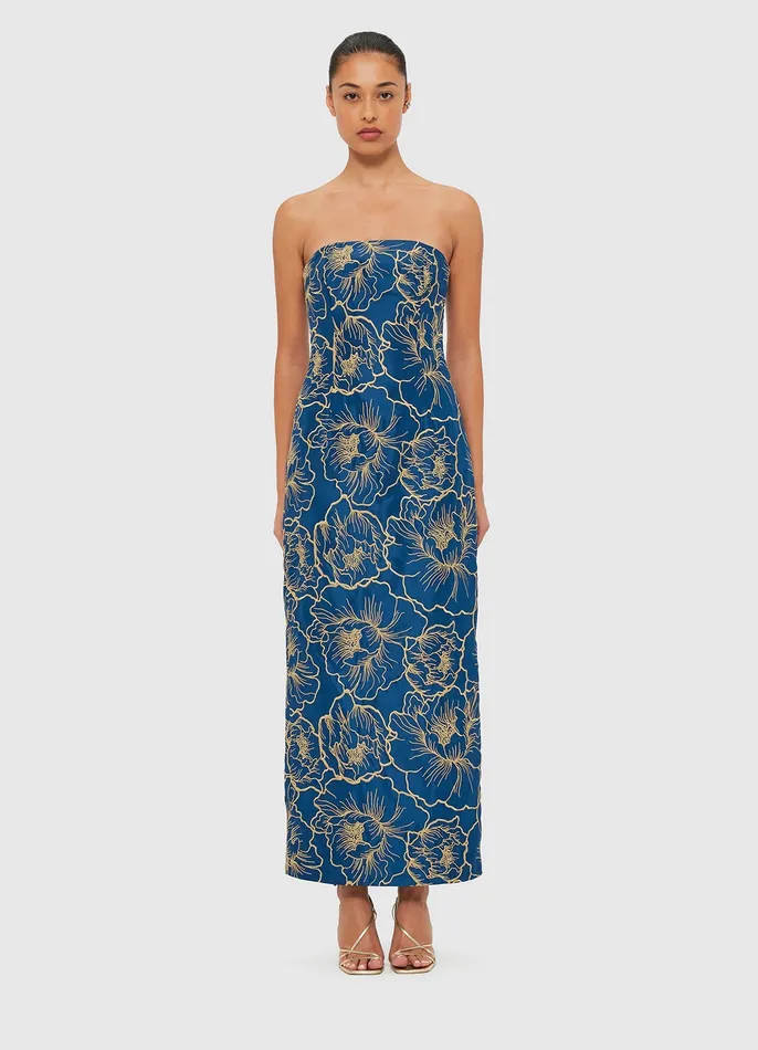 LEO LIN Rayna Bustier Maxi Dress 8211 Marine Blue Women Dresses and Jumpsuits